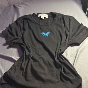 Black Butterfly Embroidered Top